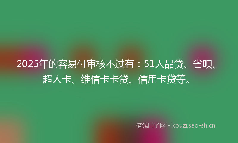 2025年的容易付审核不过有：51人品贷、省呗、超人卡、维信卡卡贷、信用卡贷等。