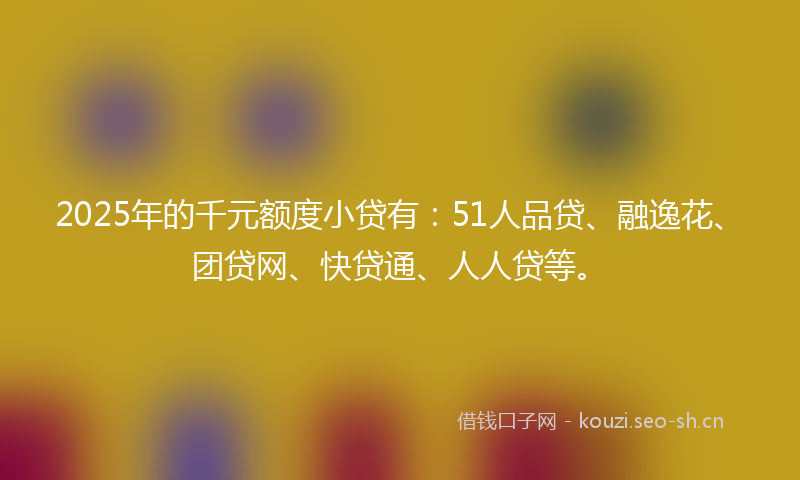 2025年的千元额度小贷有：51人品贷、融逸花、团贷网、快贷通、人人贷等。