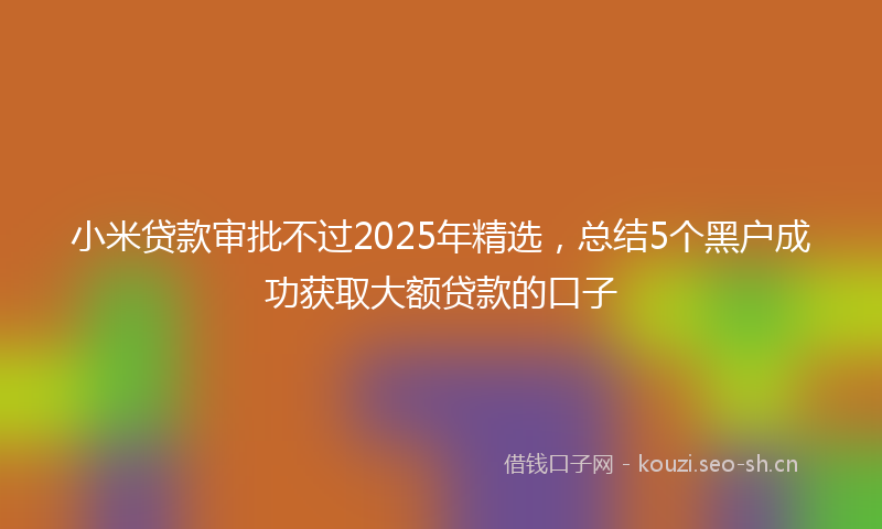小米贷款审批不过2025年精选，总结5个黑户成功获取大额贷款的口子