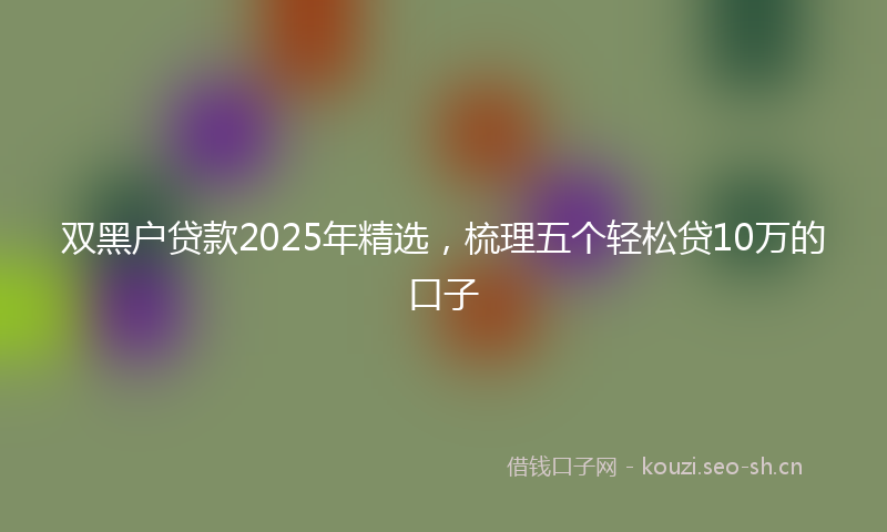 双黑户贷款2025年精选,梳理五个轻松贷10万的口子
