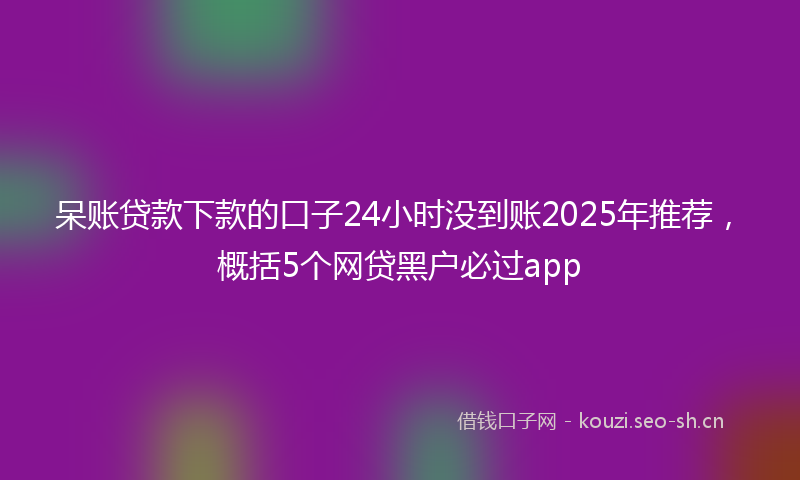 呆账贷款下款的口子24小时没到账2025年推荐，概括5个网贷黑户必过app