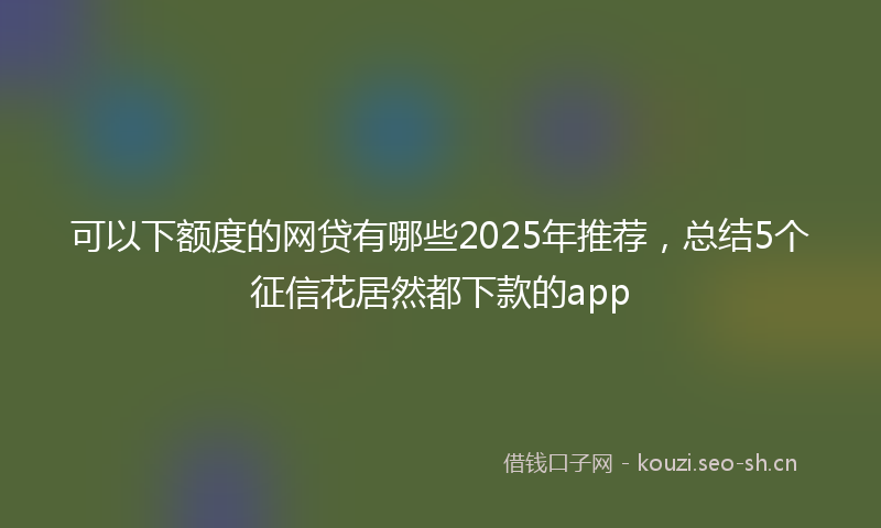 可以下额度的网贷有哪些2025年推荐，总结5个征信花居然都下款的app