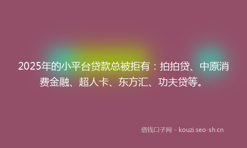 2025年的小平台贷款总被拒有：拍拍贷、中原消费金融、超人卡、东方汇、功夫贷等。