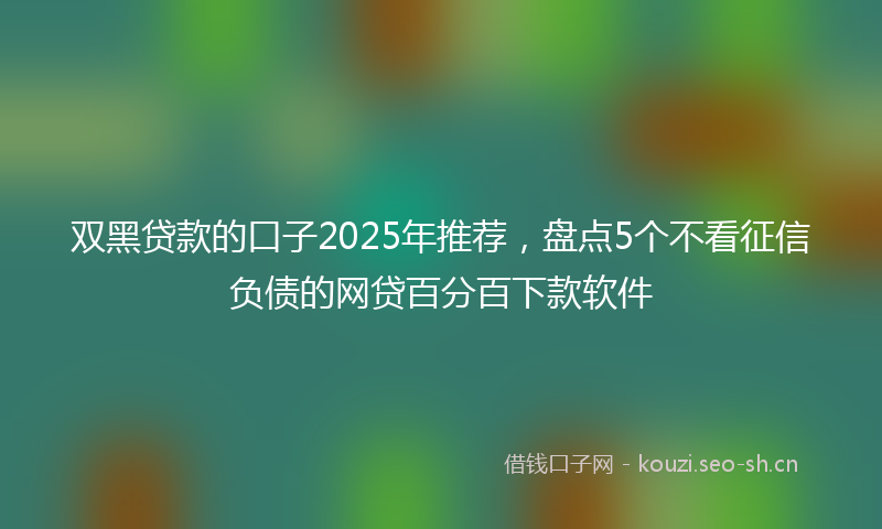 双黑贷款的口子2025年推荐,盘点5个不看征信负债的网贷百分百下款软件