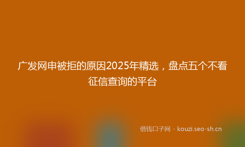 广发网申被拒的原因2025年精选，盘点五个不看征信查询的平台