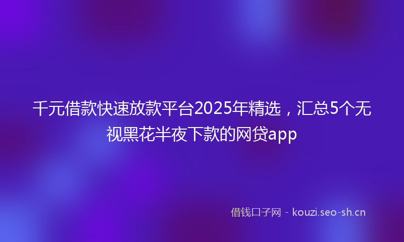 千元借款快速放款平台2025年精选，汇总5个无视黑花半夜下款的网贷app