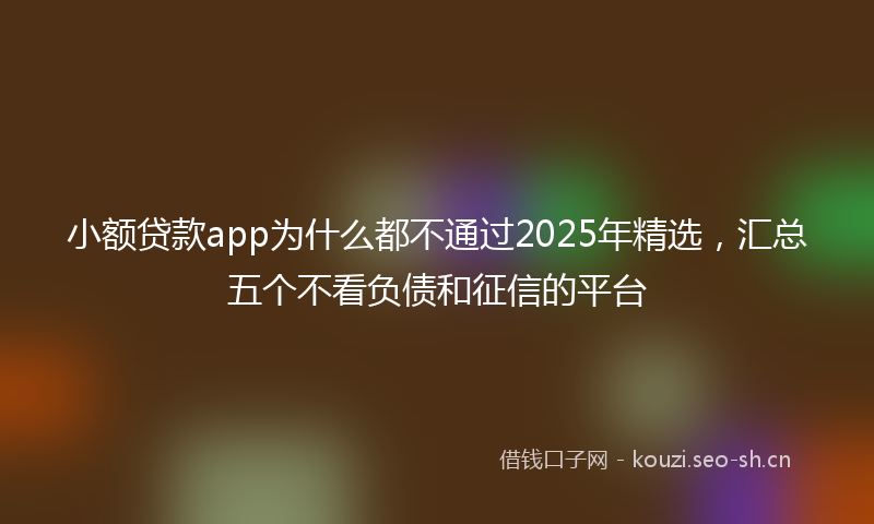 小额贷款app为什么都不通过2025年精选，汇总五个不看负债和征信的平台