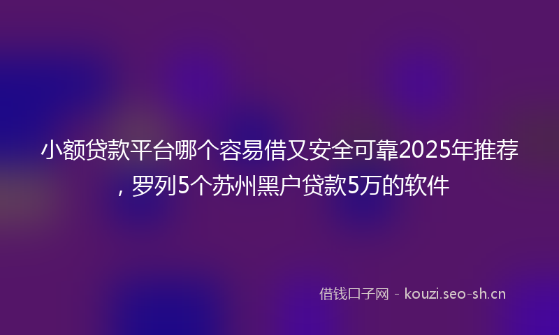 小额贷款平台哪个容易借又安全可靠2025年推荐，罗列5个苏州黑户贷款5万的软件