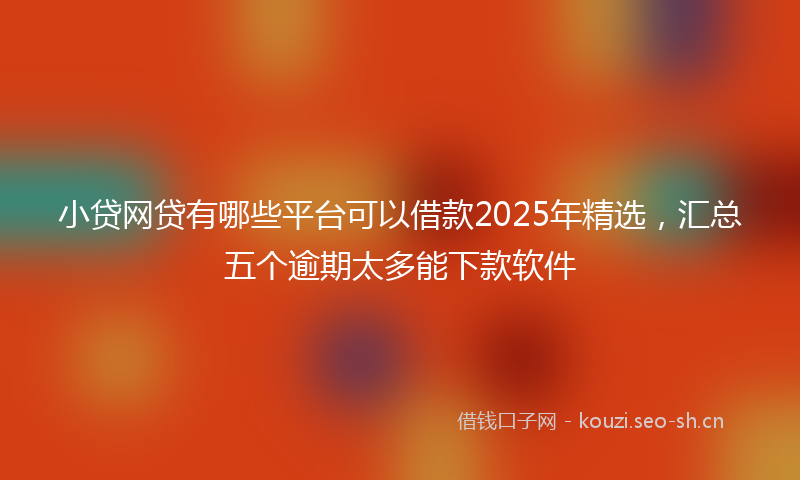 小贷网贷有哪些平台可以借款2025年精选，汇总五个逾期太多能下款软件
