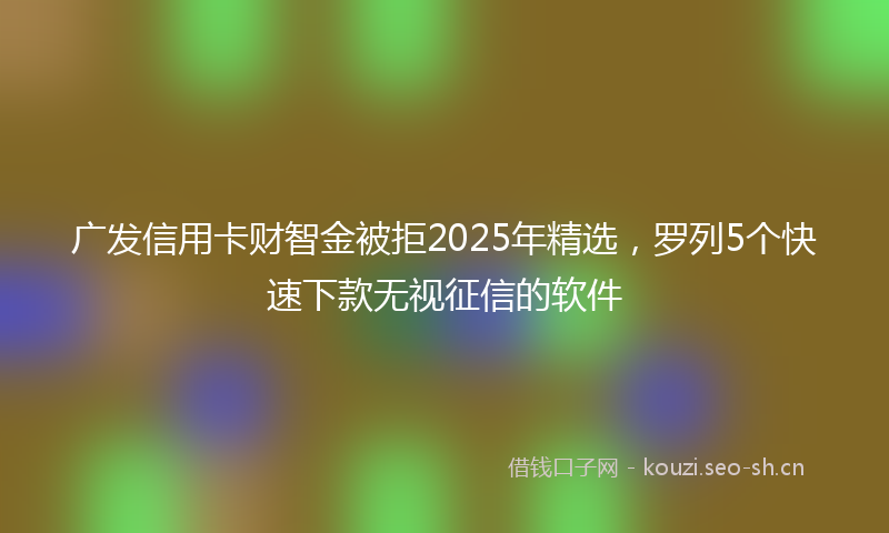 广发信用卡财智金被拒2025年精选，罗列5个快速下款无视征信的软件