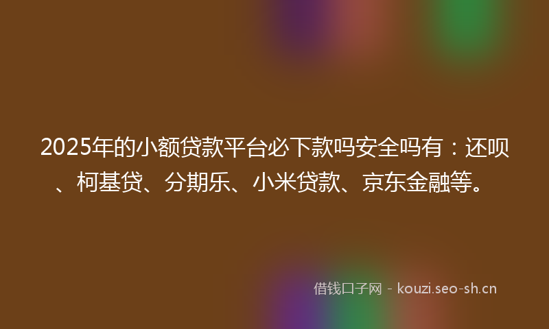 2025年的小额贷款平台必下款吗安全吗有：还呗、柯基贷、分期乐、小米贷款、京东金融等。