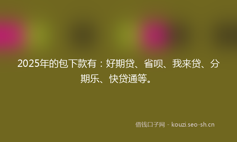 2025年的包下款有：好期贷、省呗、我来贷、分期乐、快贷通等。