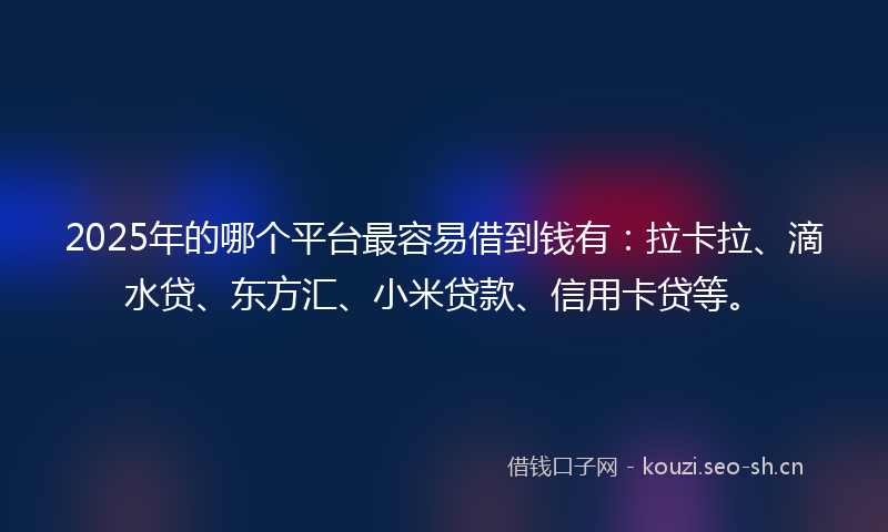2025年的哪个平台最容易借到钱有：拉卡拉、滴水贷、东方汇、小米贷款、信用卡贷等。