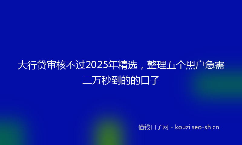 大行贷审核不过2025年精选,整理五个黑户急需三万秒到的的口子