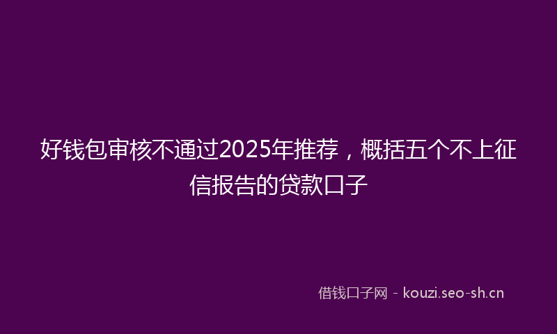 好钱包审核不通过2025年推荐，概括五个不上征信报告的贷款口子