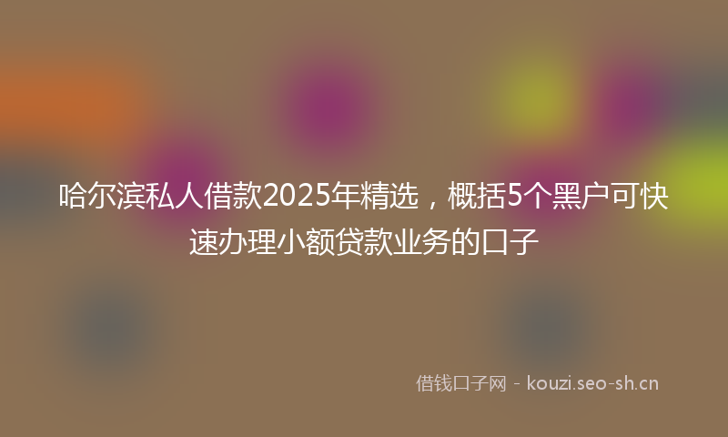 哈尔滨私人借款2025年精选，概括5个黑户可快速办理小额贷款业务的口子