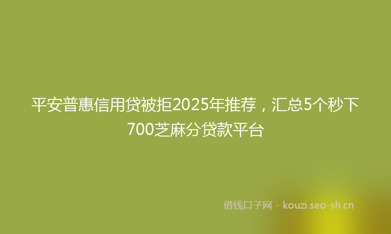 平安普惠信用贷被拒2025年推荐，汇总5个秒下700芝麻分贷款平台