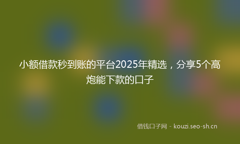 小额借款秒到账的平台2025年精选，分享5个高炮能下款的口子
