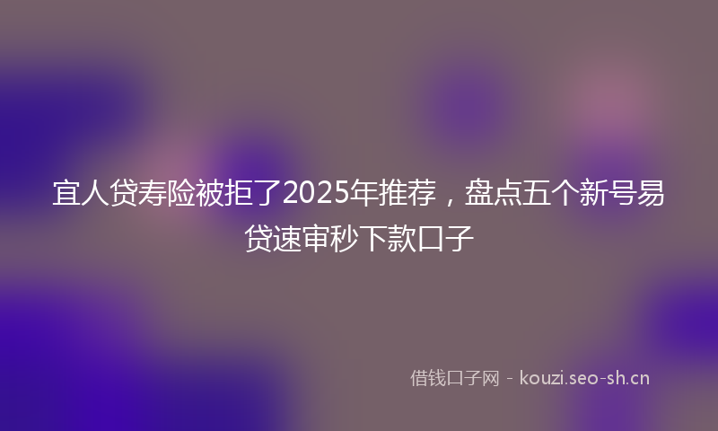 宜人贷寿险被拒了2025年推荐，盘点五个新号易贷速审秒下款口子