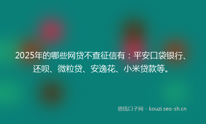 2025年的哪些网贷不查征信有:平安口袋银行、还呗、微粒贷、安逸花、小米贷款等。