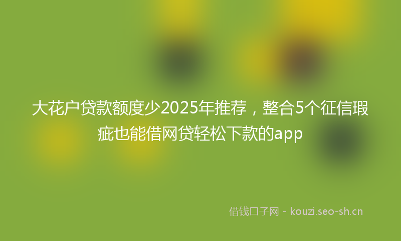 大花户贷款额度少2025年推荐，整合5个征信瑕疵也能借网贷轻松下款的app