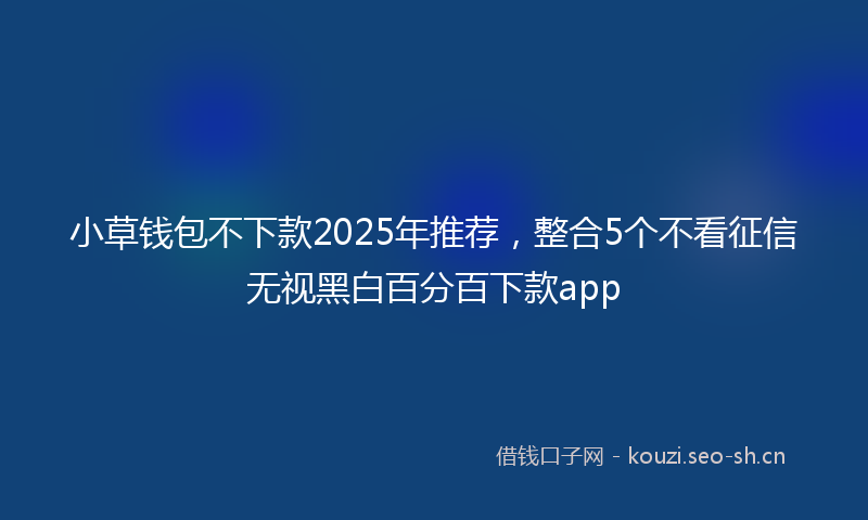 小草钱包不下款2025年推荐，整合5个不看征信无视黑白百分百下款app