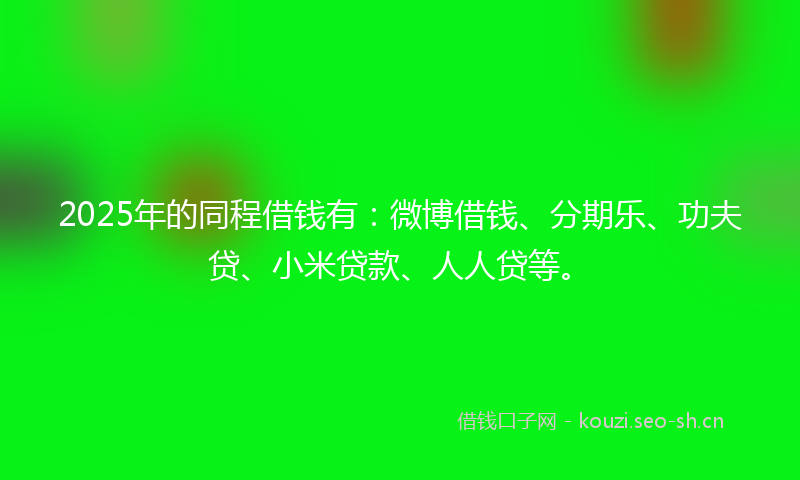 2025年的同程借钱有：微博借钱、分期乐、功夫贷、小米贷款、人人贷等。