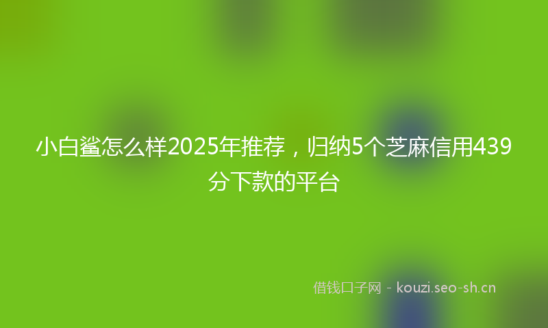 小白鲨怎么样2025年推荐，归纳5个芝麻信用439分下款的平台
