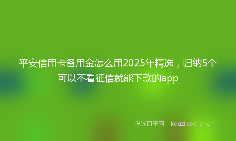 平安信用卡备用金怎么用2025年精选，归纳5个可以不看征信就能下款的app