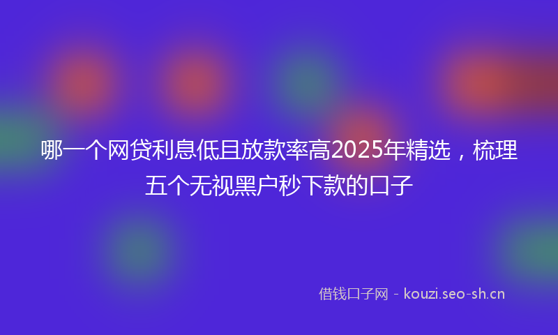 哪一个网贷利息低且放款率高2025年精选，梳理五个无视黑户秒下款的口子