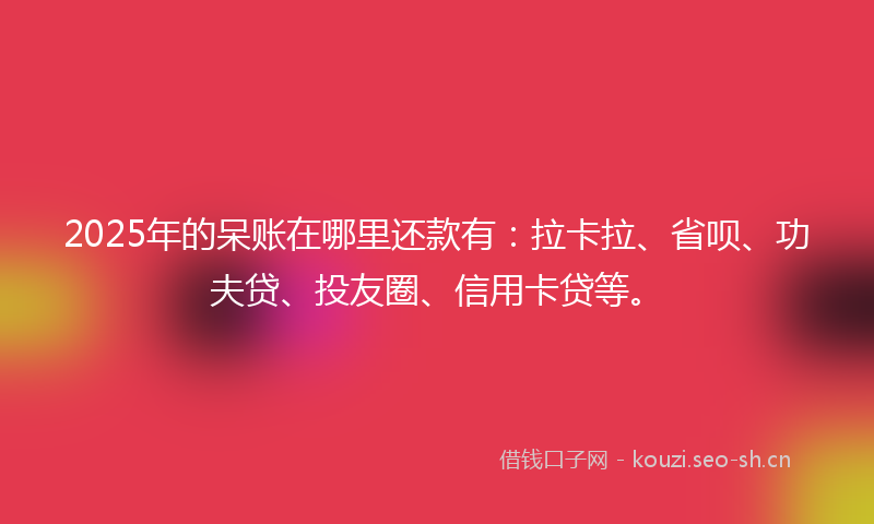 2025年的呆账在哪里还款有：拉卡拉、省呗、功夫贷、投友圈、信用卡贷等。