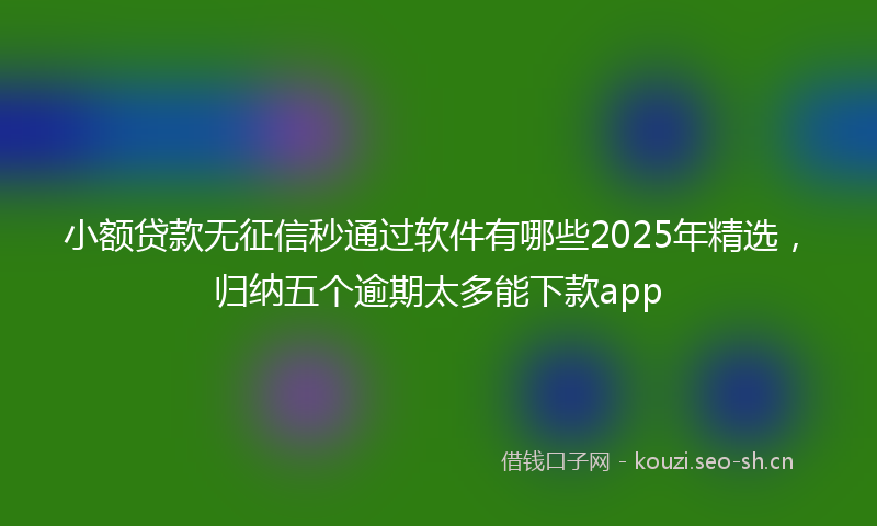小额贷款无征信秒通过软件有哪些2025年精选，归纳五个逾期太多能下款app