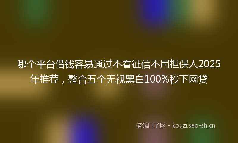 哪个平台借钱容易通过不看征信不用担保人2025年推荐，整合五个无视黑白100%秒下网贷