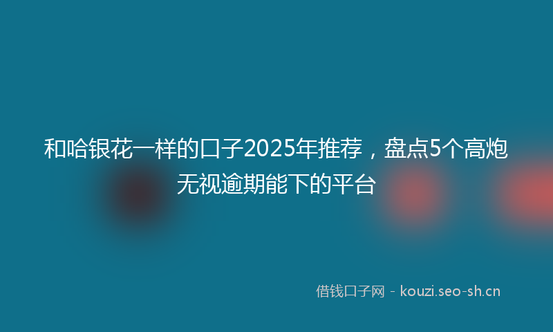 和哈银花一样的口子2025年推荐，盘点5个高炮无视逾期能下的平台