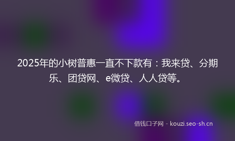 2025年的小树普惠一直不下款有：我来贷、分期乐、团贷网、e微贷、人人贷等。