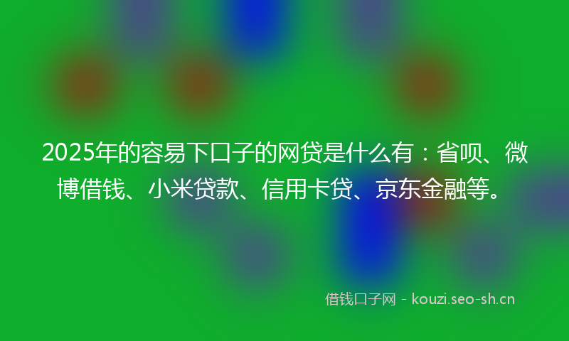 2025年的容易下口子的网贷是什么有：省呗、微博借钱、小米贷款、信用卡贷、京东金融等。