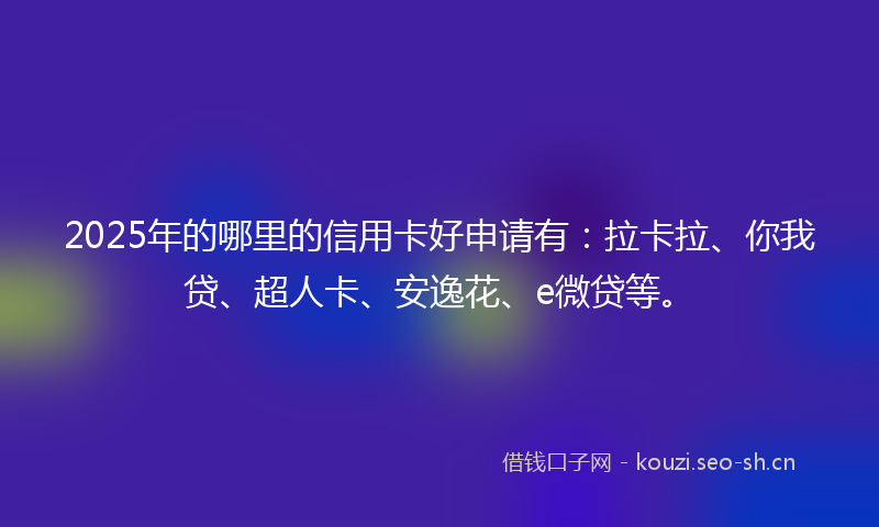 2025年的哪里的信用卡好申请有：拉卡拉、你我贷、超人卡、安逸花、e微贷等。
