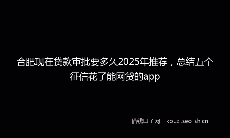 合肥现在贷款审批要多久2025年推荐，总结五个征信花了能网贷的app