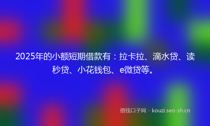 2025年的小额短期借款有：拉卡拉、滴水贷、读秒贷、小花钱包、e微贷等。