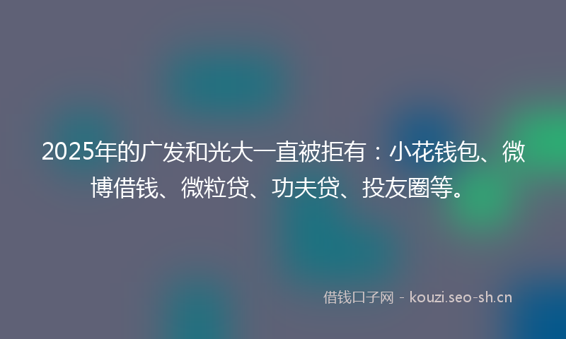 2025年的广发和光大一直被拒有：小花钱包、微博借钱、微粒贷、功夫贷、投友圈等。