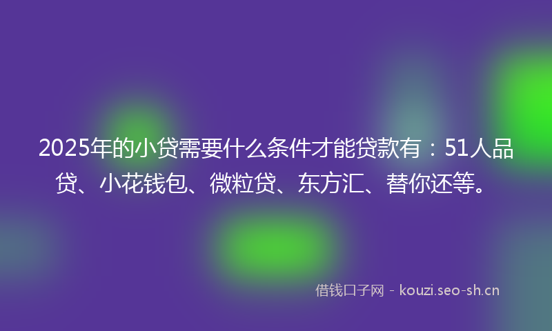 2025年的小贷需要什么条件才能贷款有:51人品贷、小花钱包、微粒贷、东方汇、替你还等。