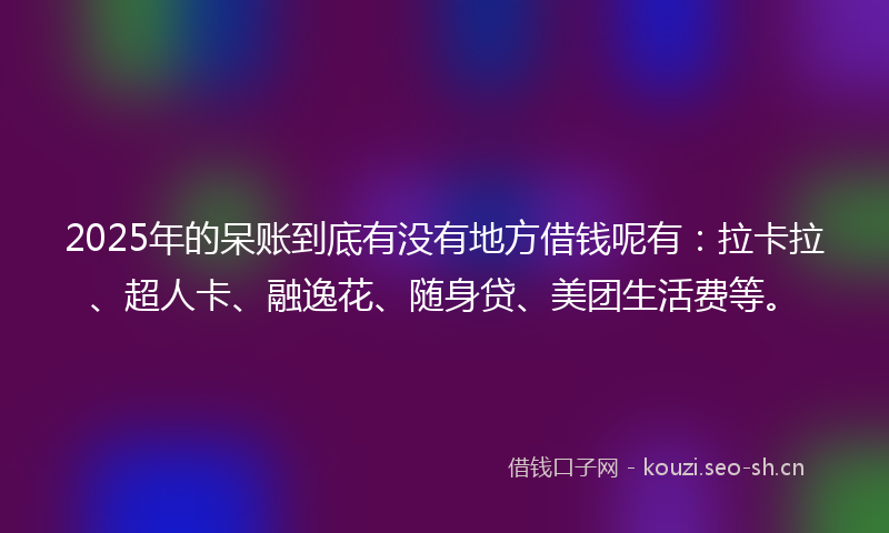 2025年的呆账到底有没有地方借钱呢有：拉卡拉、超人卡、融逸花、随身贷、美团生活费等。