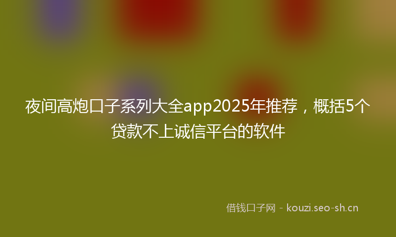 夜间高炮口子系列大全app2025年推荐，概括5个贷款不上诚信平台的软件