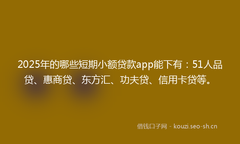 2025年的哪些短期小额贷款app能下有：51人品贷、惠商贷、东方汇、功夫贷、信用卡贷等。