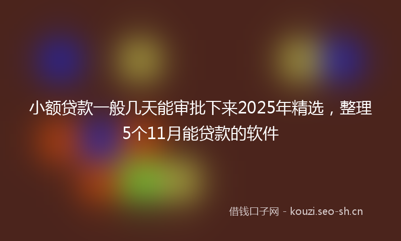 小额贷款一般几天能审批下来2025年精选，整理5个11月能贷款的软件