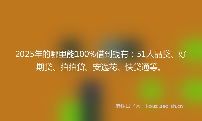 2025年的哪里能100%借到钱有:51人品贷、好期贷、拍拍贷、安逸花、快贷通等。