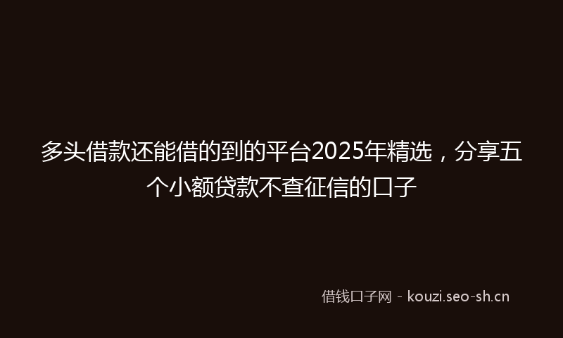 多头借款还能借的到的平台2025年精选，分享五个小额贷款不查征信的口子