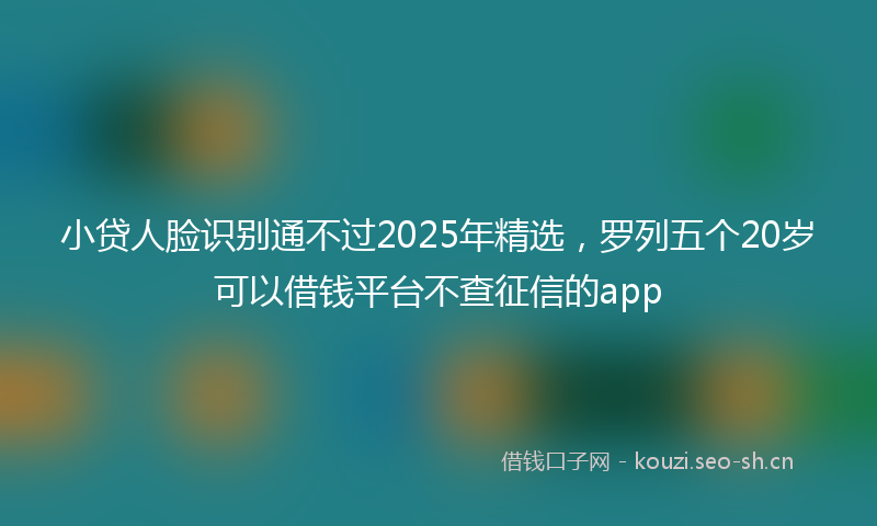小贷人脸识别通不过2025年精选，罗列五个20岁可以借钱平台不查征信的app