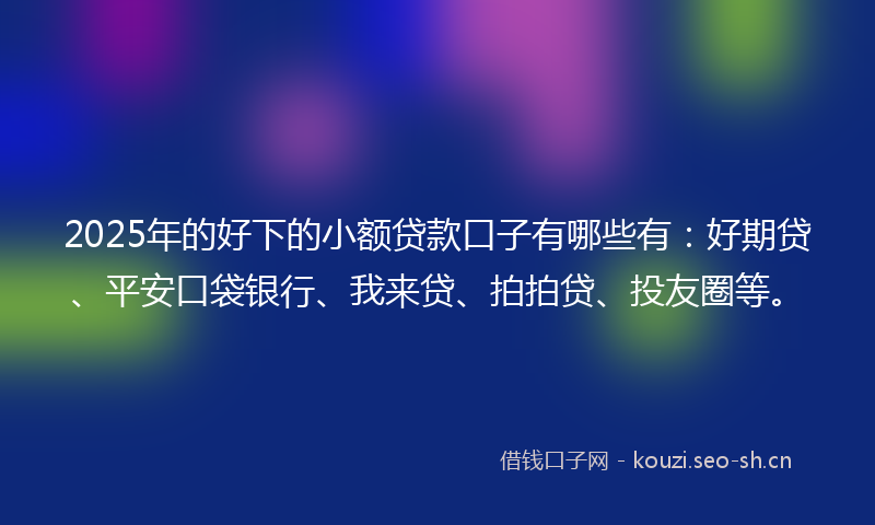 2025年的好下的小额贷款口子有哪些有：好期贷、平安口袋银行、我来贷、拍拍贷、投友圈等。