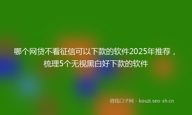 哪个网贷不看征信可以下款的软件2025年推荐，梳理5个无视黑白好下款的软件